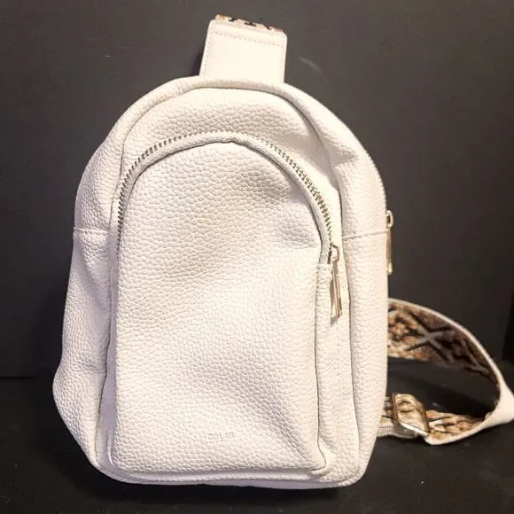 Colab Mini‎ Backpack Sling Bag White Embroidered Strap Vegan - Picture 2 of 9